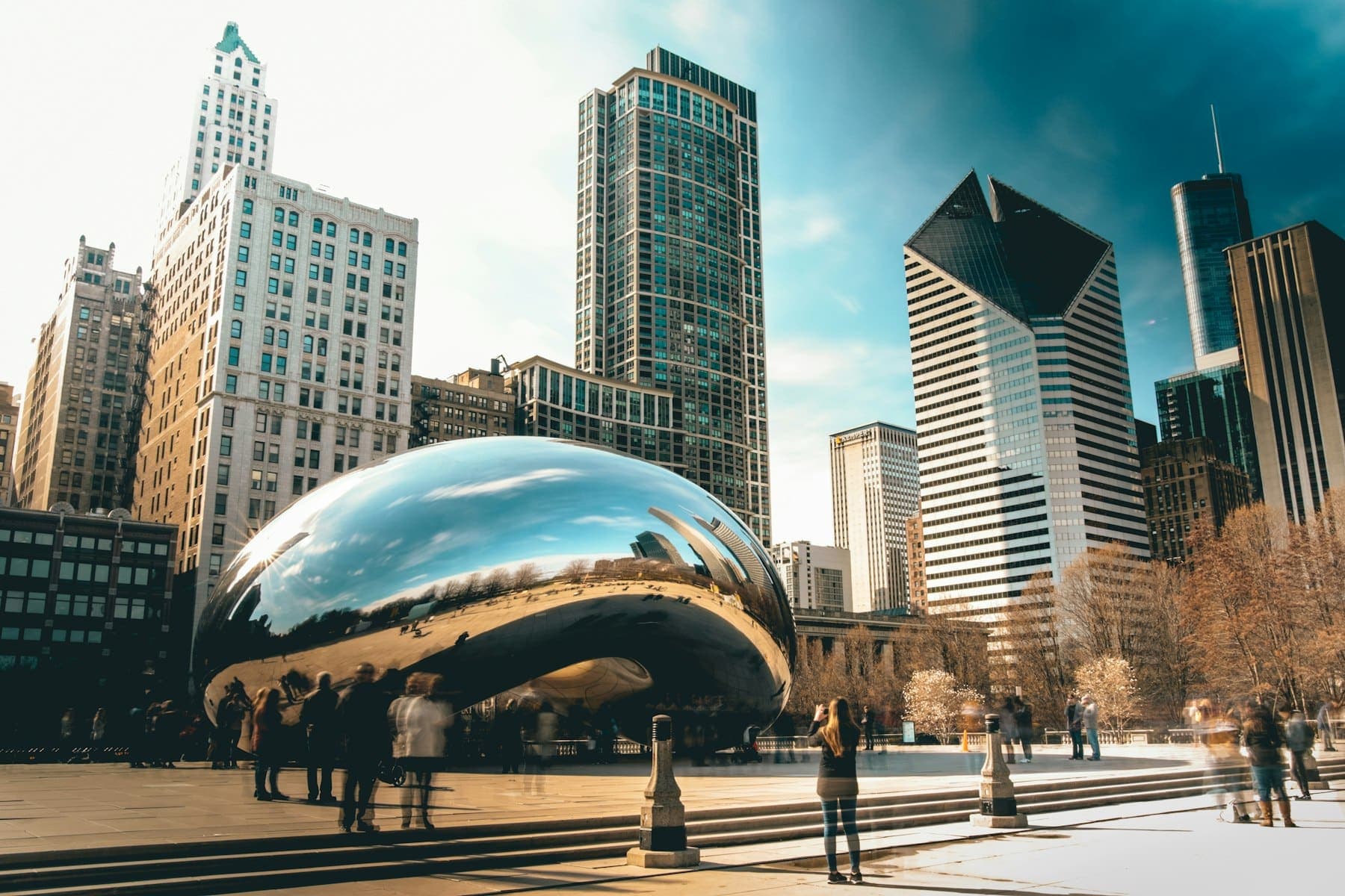 Chicago metropolitan architecture at golden hour
